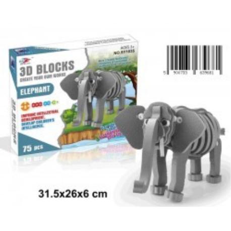 KLOCKI PIANKOWE 3D 75PCS SŁOŃ