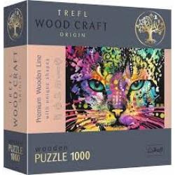 PUZZLE 1000EL DREWNO KOLOROWY KOT