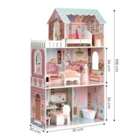 DOMEK DREWNO DLA LALEK TYPU BARBIE 106X61X30CM