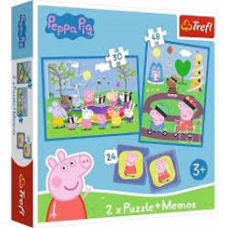 PUZZLE 2W1+MEMOS ŚWINKA PEPPA